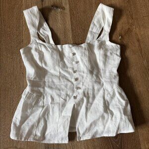 Kourt White Linen Bustier Square Neck strapless white top size 0‎ or xsmall